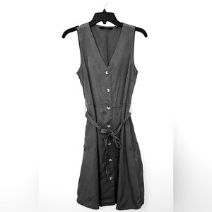 Dark Forest Green dress with tie. Buttons all the way down. V neck. Size small